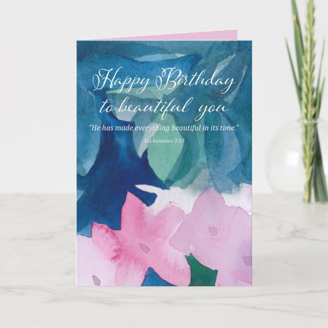 Carte Happy Birthday Scripture Ecclesiastes 3 11 Flowers (Devant)