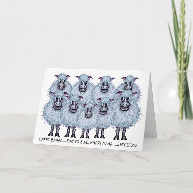 Carte Happy birthday sheep singing (Devant)