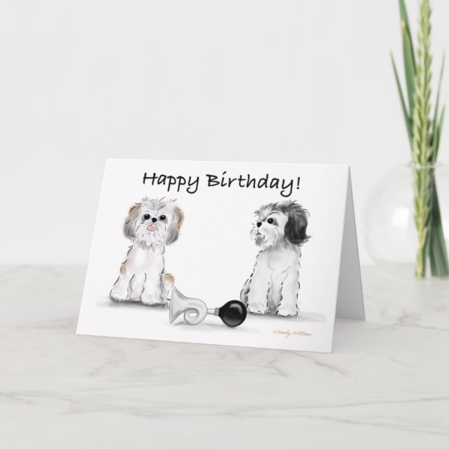 Carte Happy Birthday Shitzu's (Devant)
