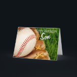 Carte Happy Birthday Son Baseball with Mitt<br><div class="desc">Parfait pour les amateurs de baseball ! A baseball and mitt in the tall summer grass - totally customizable for you to personalize as you please!</div>