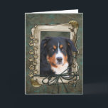 Carte Happy Birthday - Stone Paws - Bernese Mountain Dog<br><div class="desc">What could say Happy Birthday better than this Bernese Mountain Dog helping you to celebrate! How would you enjoy a day with your friends and their fur-babies? Have a fun day and earn a FREE Gift! Pick a date and an area at your home where I can set up a...</div>