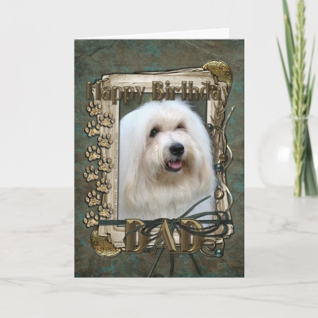 Carte Happy Birthday - Stone Paws - Coton de Tulear -Dad (Devant)