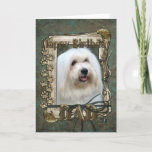 Carte Happy Birthday - Stone Paws - Coton de Tulear -Dad<br><div class="desc">What could say Happy Birthday better than this Coton de Tulear Dog helping you to celebrate! How would you enjoy a day with your friends and their fur-babies? Have a fun day and earn a FREE Gift! Pick a date and an area at your home where I can set up...</div>
