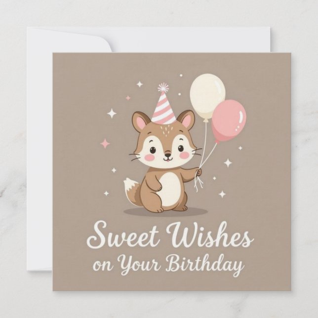 Carte Happy birthday sweet wishes on your birthday  (Devant)