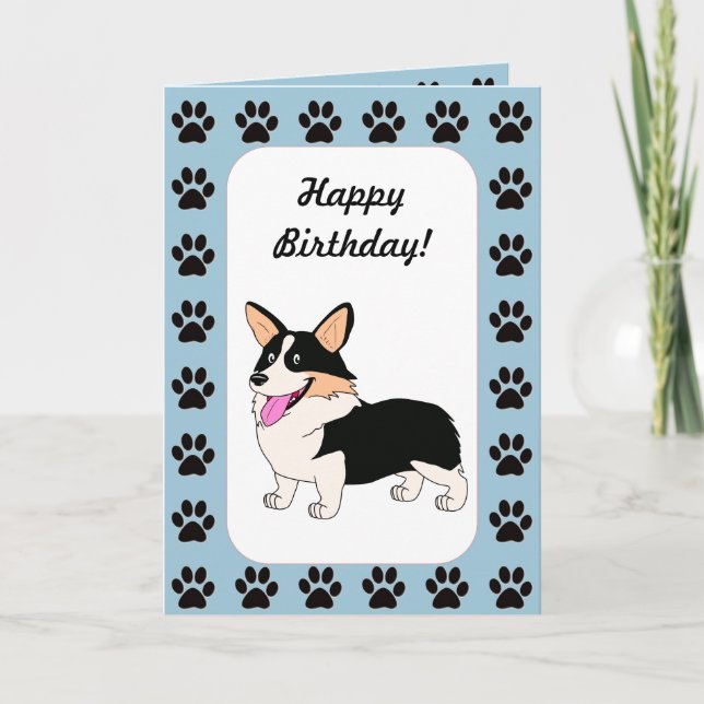 Carte Happy Birthday Tricolor Corgi (Devant)