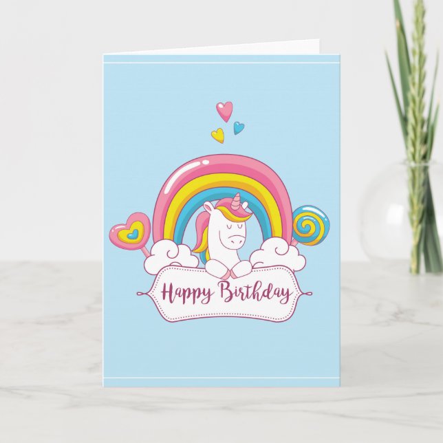 Carte Happy Birthday Unicorn (Devant)