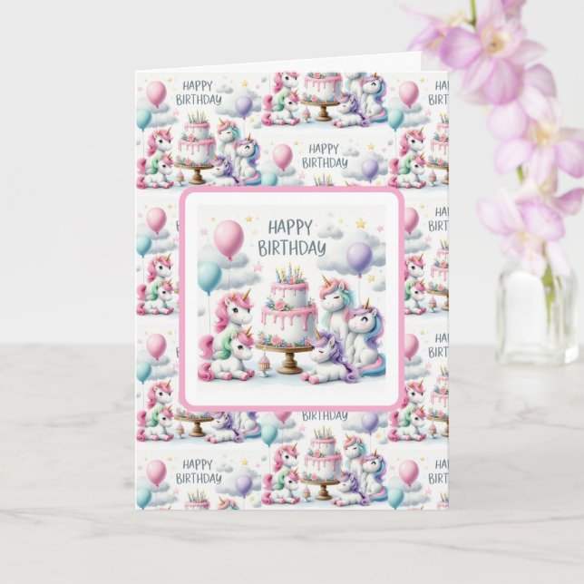 Carte Happy Birthday Unicorn Themed (Orchidée)