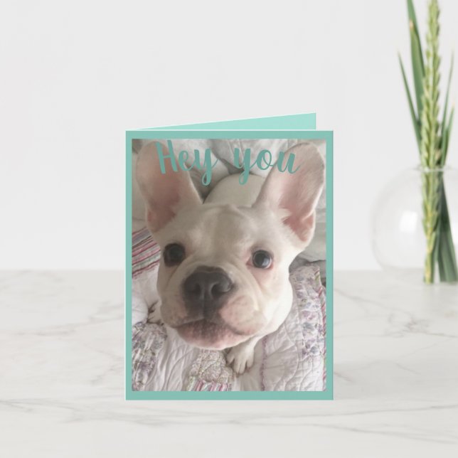 Carte Happy birthday white French bulldog floral card (Devant)
