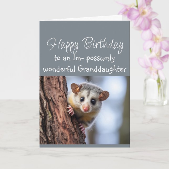 Carte Happy Birthday Wonderful  Granddaughter Opposum  (Orchidée)