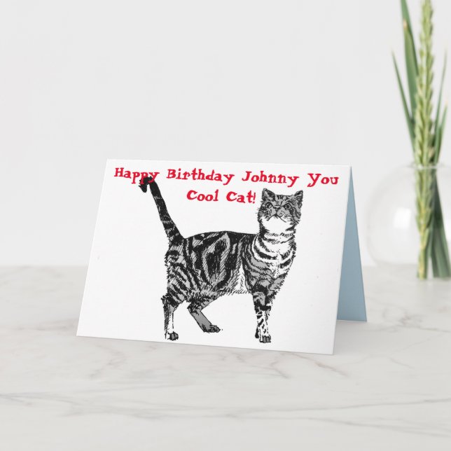 Carte Happy Birthday You Cool Tabby Cat Birthday Mens (Devant)