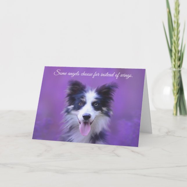 Carte Happy Border Collie Chien, Ange avec Fourrure (Devant)