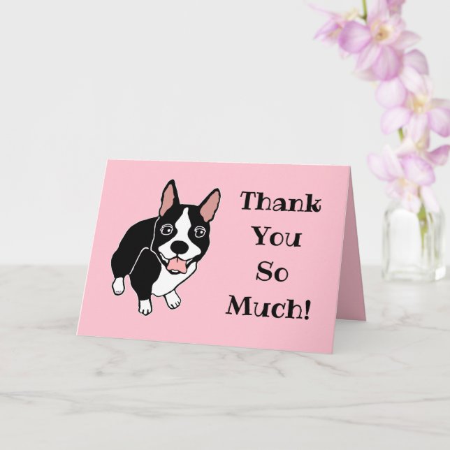 Carte Happy Boston Terrier Merci tant de voeux (Orchidée)
