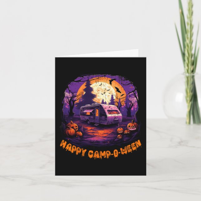 Carte Happy CampOWeen Camping Halloween Costume Citrouil (Devant)