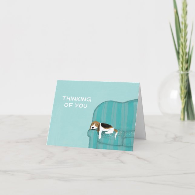 Carte Happy Canapé chien mignon Beagle Penser de vous su (Devant)
