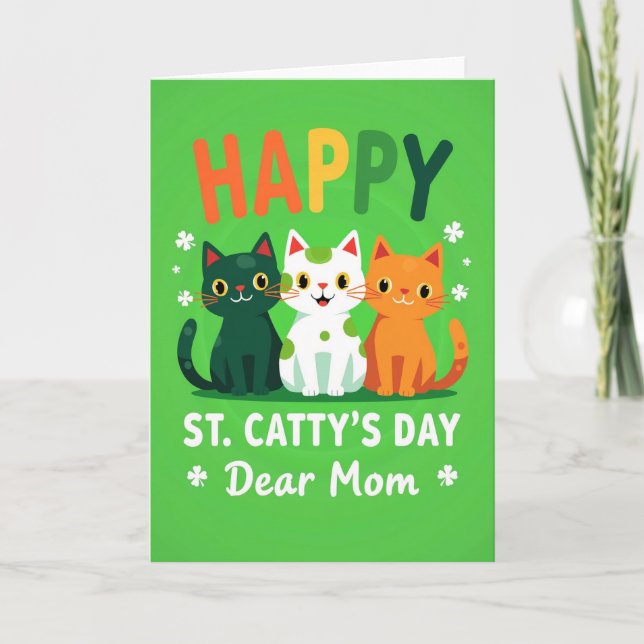 Carte Happy Cat St Pattys Day Mom Card (Devant)