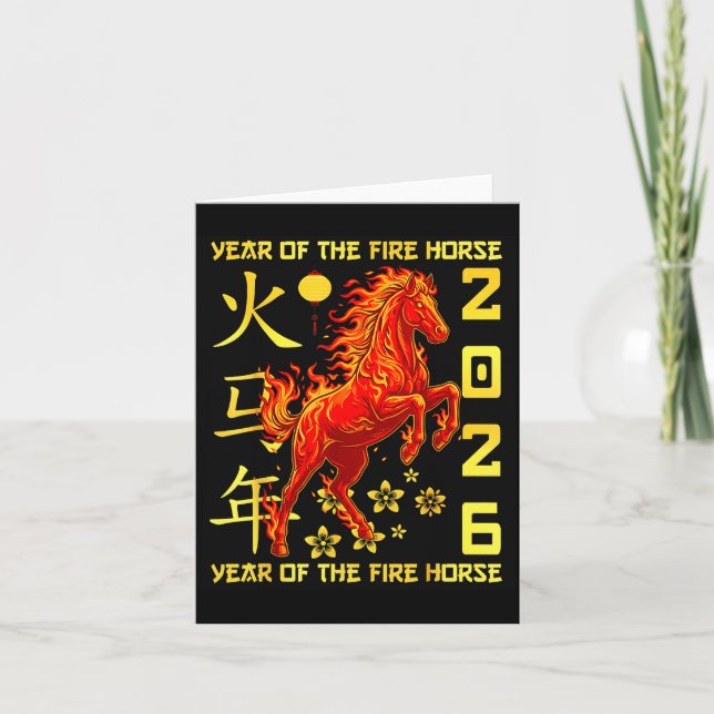 Carte Happy Chinese New Year Of The Horse 2026 Lunar New (Devant)