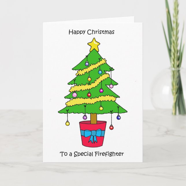 Carte Happy Christmas to Firefighter Decorative Tree (Devant)