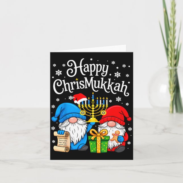 Carte Happy Christmukkah Hanukkah Christmas Gnome Xmas F (Devant)