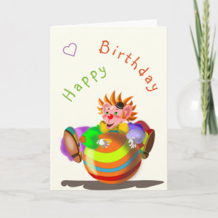 Carte Happy Clown Funny Birthday Card - Personnalisable