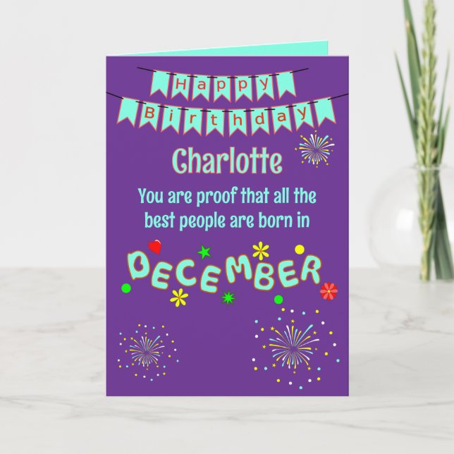 Carte Happy December Birthday Folded Greeting Card (Devant)