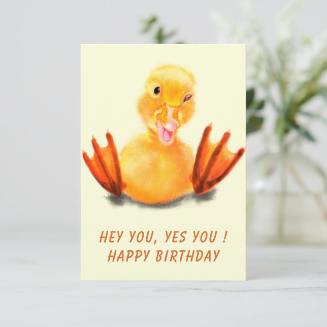 Carte Happy Duck Funny Birthday Card - Texte personnalis (Debout devant)