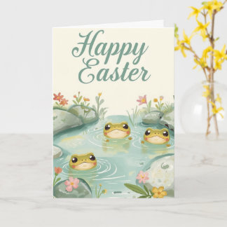 Carte Happy easter baby frogs
