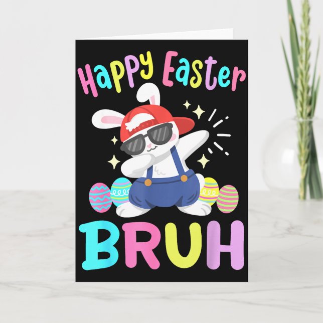 Carte Happy Easter Bruh Funny Dabbing Bunny Dab Dance Ra (Devant)