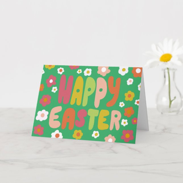 Carte HAPPY EASTER Bulles Lettres Colorful Spring PERSON (Petite plante)