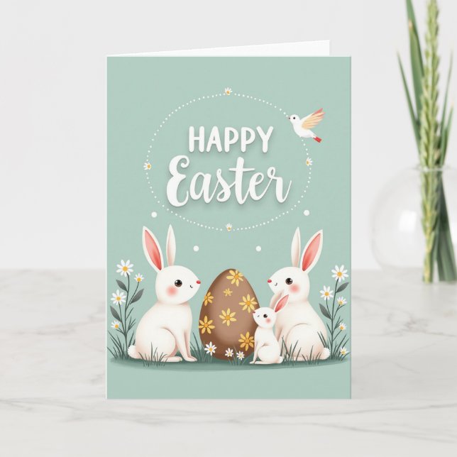Carte Happy Easter Bunny Family Card (Devant)