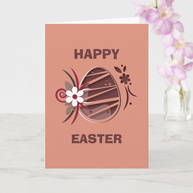 Carte Happy Easter  Card with Colorful Eggs and Flowers (Orchidée)