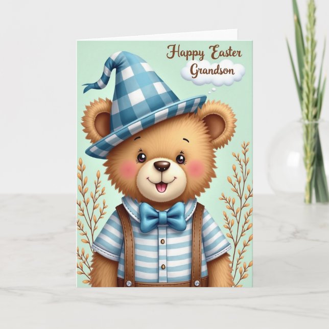 Carte Happy Easter Grandson Bear Card (Devant)