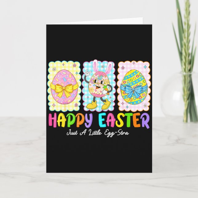 Carte Happy Easter Just A Little Egg-stra Funny Eggs Kid (Devant)