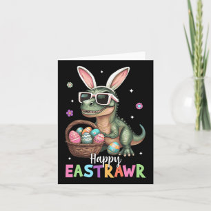 Carte Happy Eastrawr T Rex Bunny Dinosaur de Pâques Oeuf