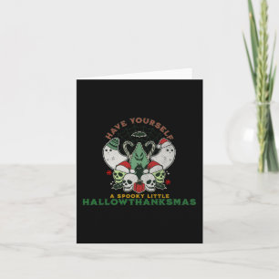 Carte Happy Éffrayant HallowThanksMas Halloween Noël F