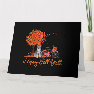 Carte Happy Fall Yall Funny Schnauzer Dog Autumn Bicycle