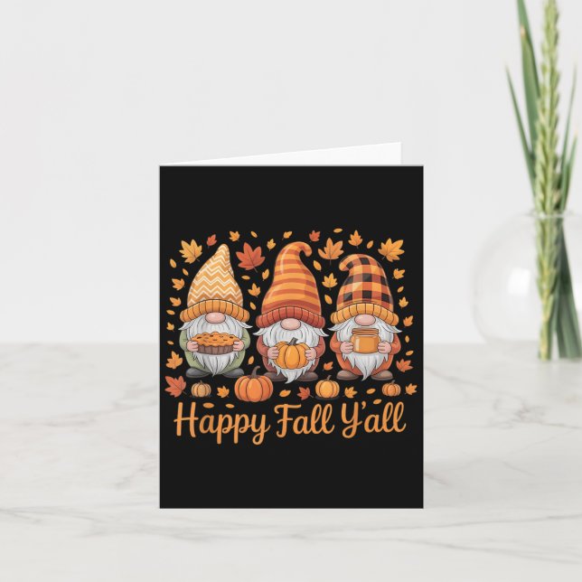 Carte Happy Fall Y'all Gnome Citrouille Automne Thanksgi (Devant)
