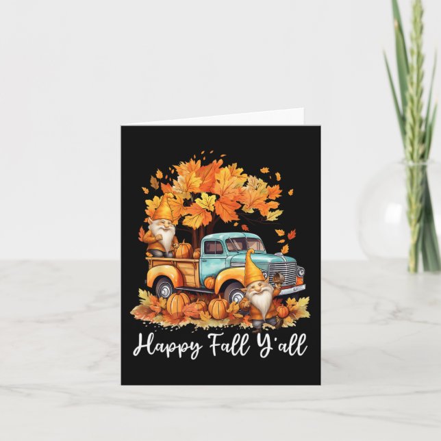 Carte Happy Fall Y'all Gnome Citrouille Camion Thanksgiv (Devant)