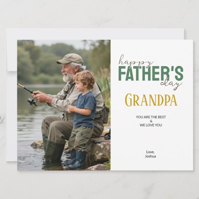 Carte Happy Father’s Day Grandpa Green Modern Photo (Devant)