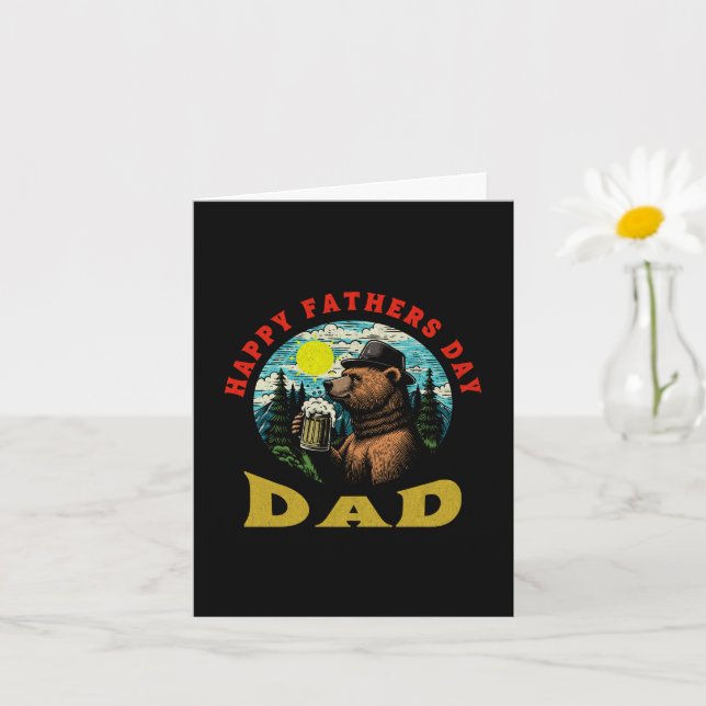 Carte Happy Father's Day Dad Beer Mug Outdoorsman Bear  (Petite plante)