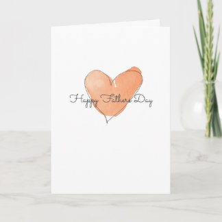 Carte Happy Fathers Day Orange Watercolor Heart 