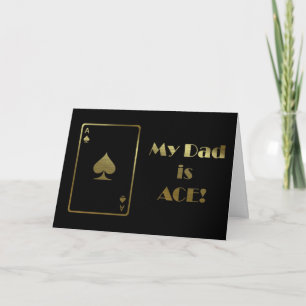 Carte Happy Father's Day with ace card black and gold