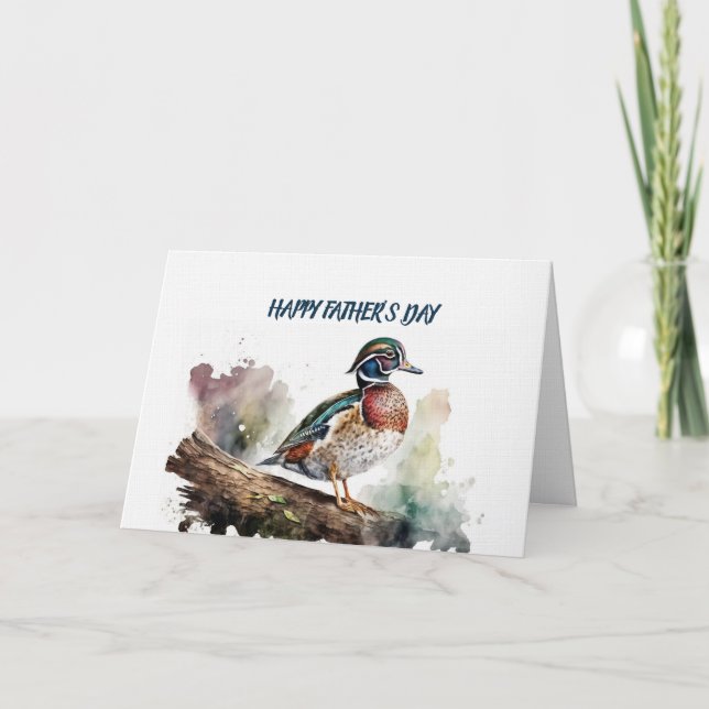 Carte Happy Father's Wood Duck On A Log (Devant)