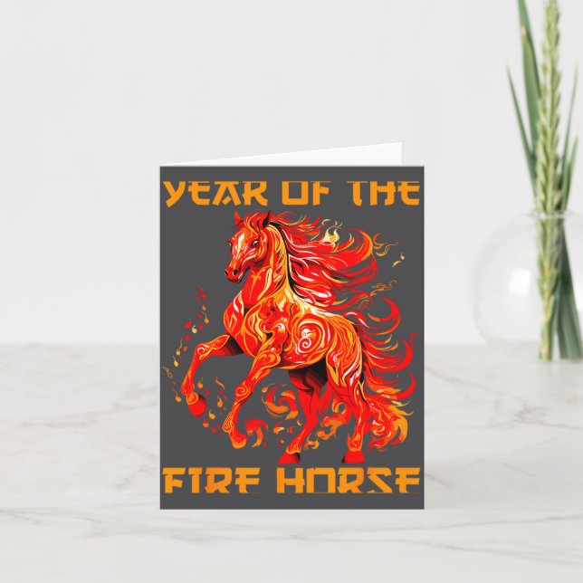 Carte happy fire yea lunar year new horse chinese Fun (Devant)
