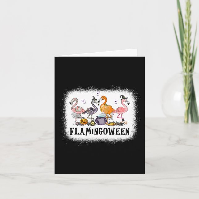 Carte Happy Flamingoween Flamant rose rose Halloween Ske (Devant)