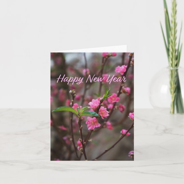 Carte Happy Flower Hoa Đào Joyeux Nouvel An Xuan À Ty (Devant)