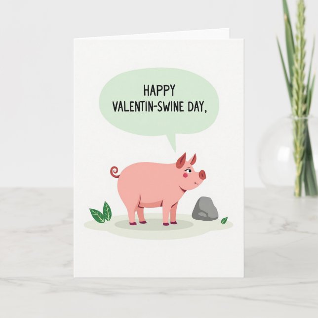 Carte Happy Funny Pig Valentinswine Day Card (Devant)
