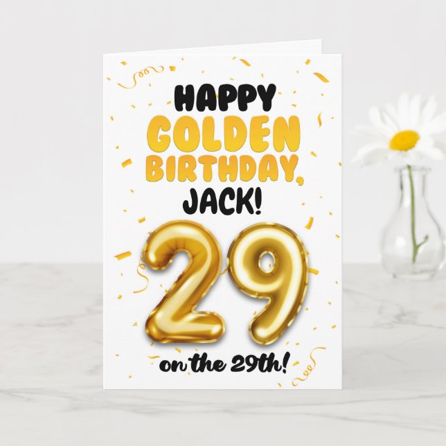 Carte Happy Golden Birthday, 29th Birthday Card  (Petite plante)