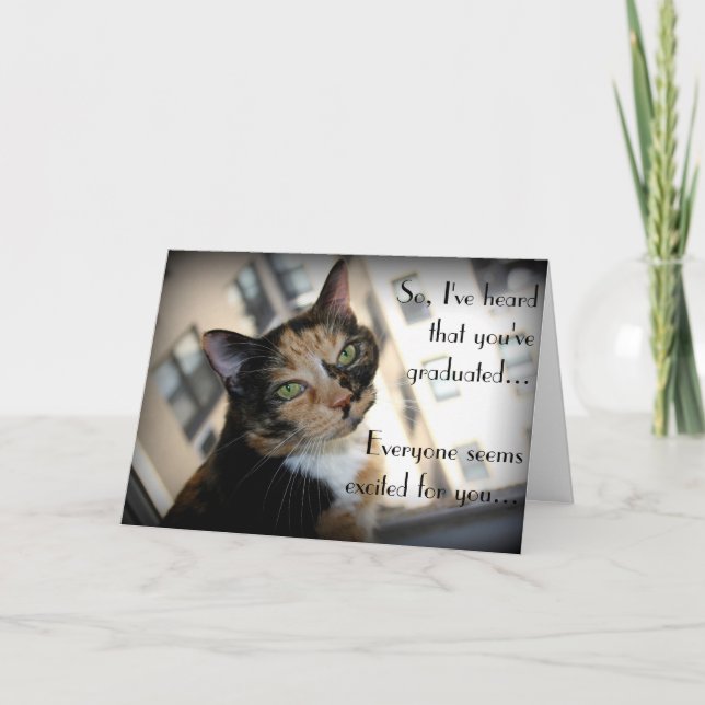 Carte Happy Graduation de Aloof Cat (Devant)