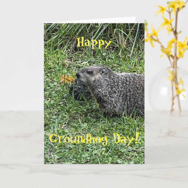 Carte Happy Groundhog Day, custom greeting cards (Fleur jaune)