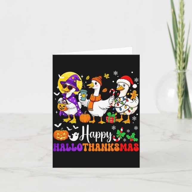 Carte Happy Hallothanksmas Santa Goose Witch Soky Season (Devant)